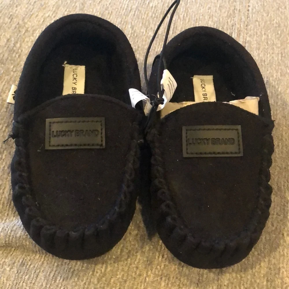 NEW Lucky Brand Toddler Moccasin Slip-On Slippers Size 7/8 Kids Shoes Black